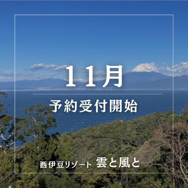 本日、11月の予約受付を開始いたします